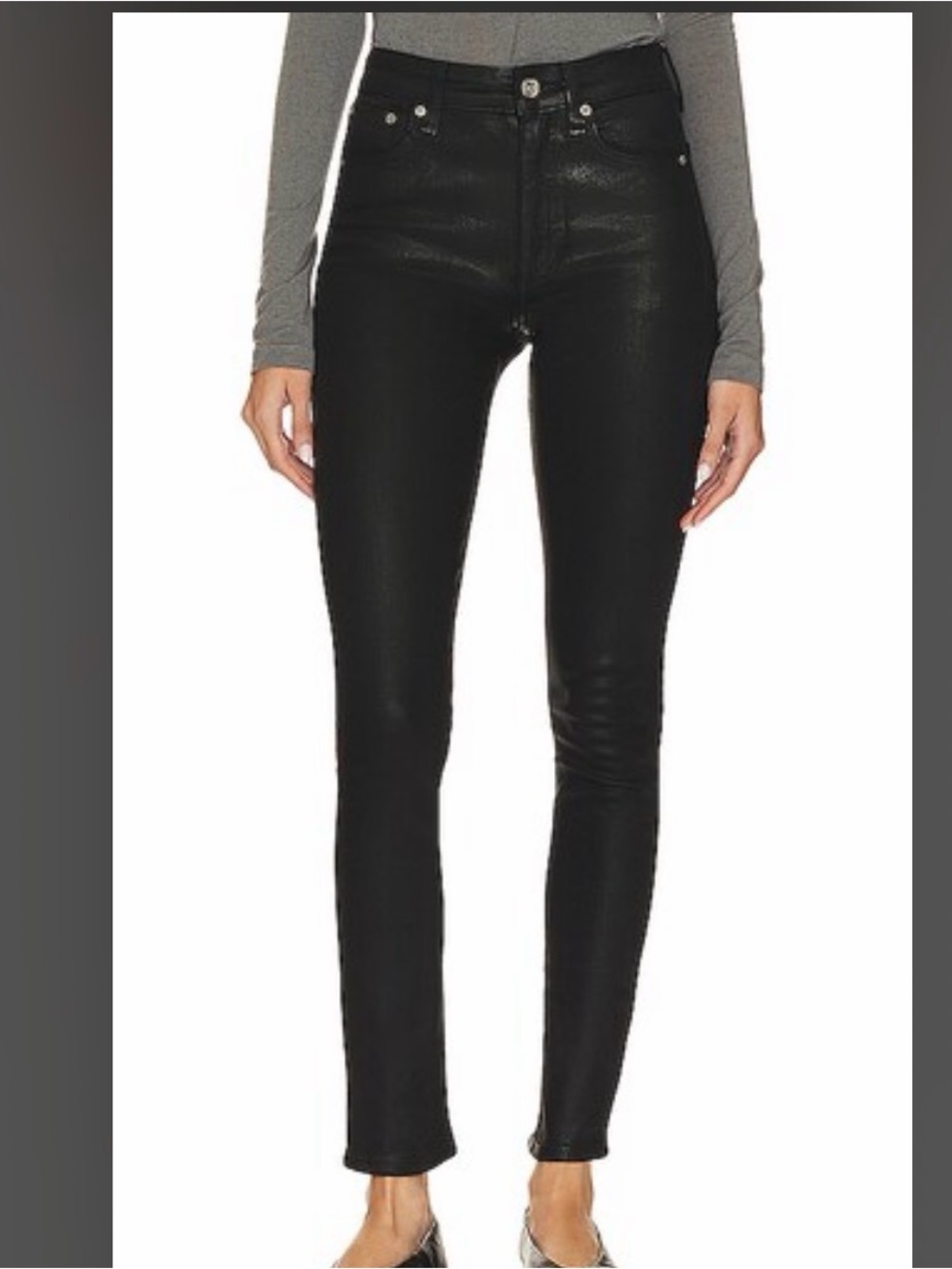 Rag & Bone Nina High Rise Skinny Jeans in Coated Black Sz 34